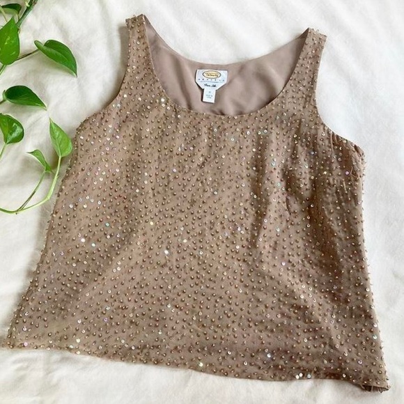 Talbots Y2K silk beaded tank top • size 12 / L petite - Picture 2 of 4